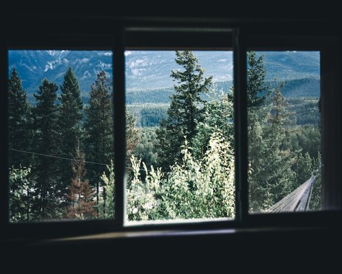 Beautiful landscape view from a window with nature and mountains to rest the eyes